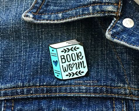 Enamel Pin Bookworm For Her Reading Enamel Pin Book Brooch Etsy