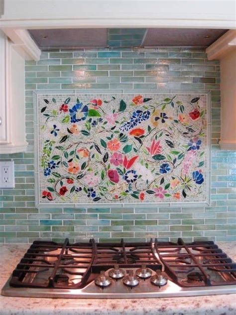 Kitchen Backsplash Floral Mosaics Take A Cue From This Design And
