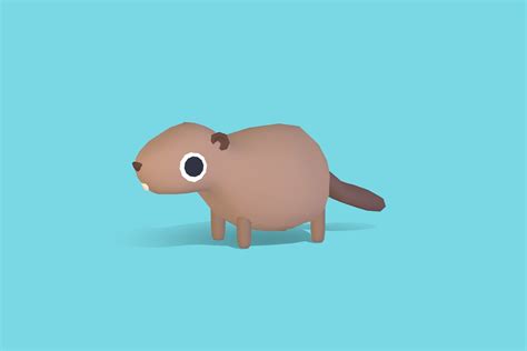 3d Model Beaver Quirky Series Vr Ar Low Poly Cgtrader