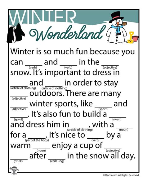 Free Printable Winter Mad Libs Free Printable Templates