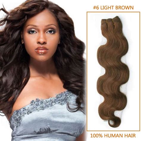 14 inch 6 light brown body wave indian remy hair wefts