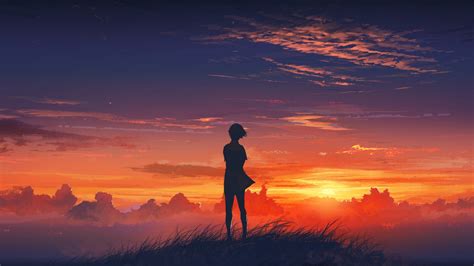 2560x1440 Anime Girl Artistic Sunset 1440p Resolution Hd 4k Wallpapers