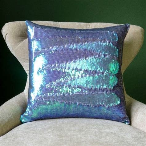 Mermaid Pillow Iridescent Reversible Sequin Cushion Throw Pillow
