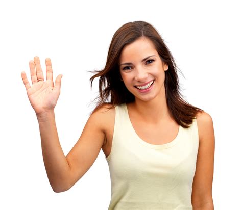 Beautiful Woman Waving Hand On White 5 Minuti Dinglese Inglese Gratis Ogni Giorno