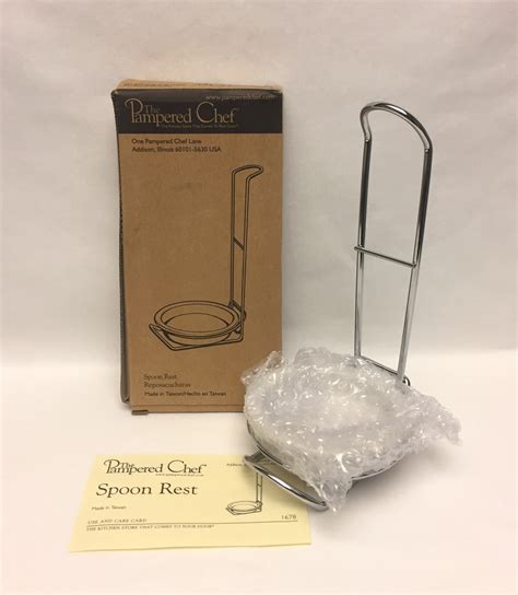 The Pampered Chef Spoon Rest 1678 Ceramic And Stainless Unused In Box