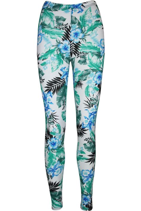 womens floral flower printed pants ladies full ankle length jegging leggings ebay