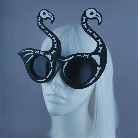 Black Glitter Skeleton Flamingo Sunglasses Burning Man Etsy