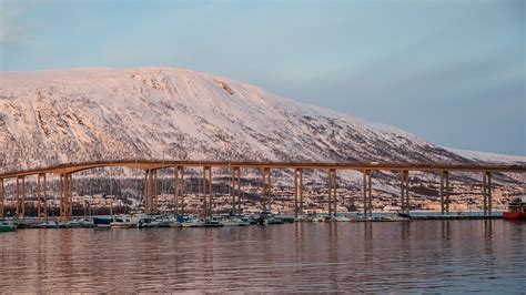 Norway Tromso Bridge Fjord Picture Photo Desktop Wallpaper