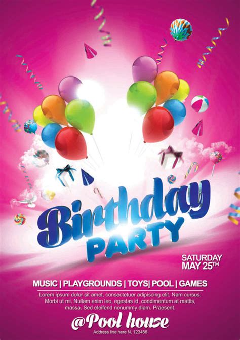birthday party flyers psd word ai eps vector