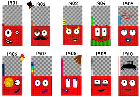 Numberblocks 1901 To 1910 From 20th Century By Silviacat3 On Deviantart