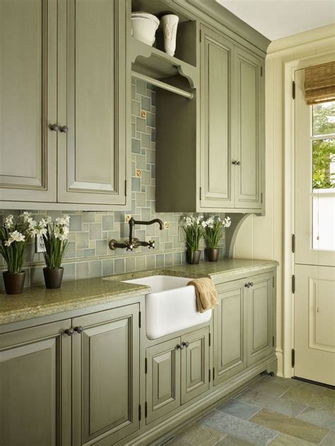 To tone down the warmth of oak cabinets, outfit the rest of the kitchen in cool refreshing tones such as blues or greens. 50+ Most Awesome Sage Kitchen Cabinet Design Ideas design https://pistoncars.com/50-awesome-sage ...