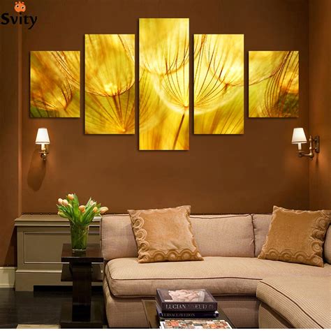 99 get it as soon as thu, jun 3 5 Panel Wall Art Gold flower Oil Painting On Canvas Quartz ...
