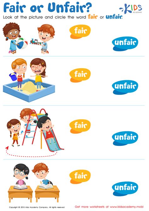 Fair Or Unfair Worksheet For Kids