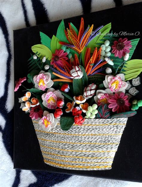 Oros Quillingandhandmade Mixed Flowers In A Basket