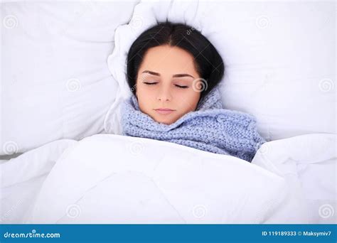 Young Beautiful Woman Sleeps In The Bedroom Close Up Stock Image