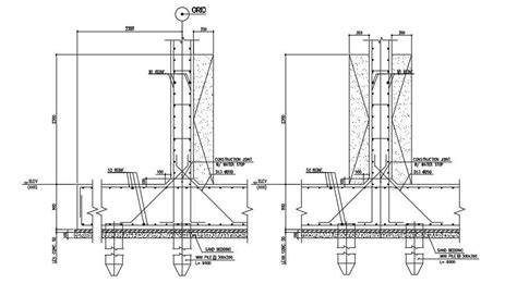Reinforced Concrete Pile Foundation Section Drawing Cadbull