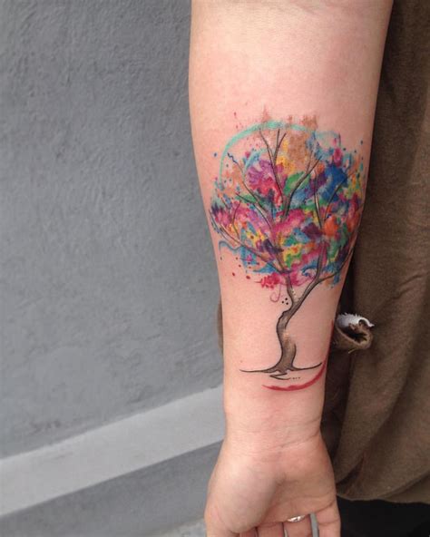 28 Coolest Watercolor Tree Tattoos Ideas Ohh My My