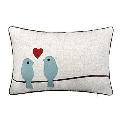 Jwh Wool Accent Pillow Cases Birds Love Decorative Cushion Covers Home