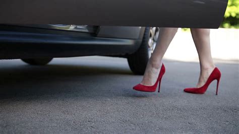 Elegant Female Legs In Red Heels Getting Into Car Stock Video Footage Storyblocks