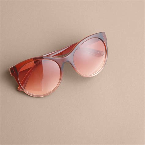 Check Detail Round Frame Sunglasses In Rose Women Burberry United States