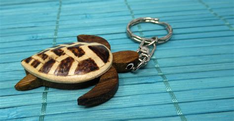Sea Turtle Keychain Turtle Handcarved Wood Keychain Turtle Etsy