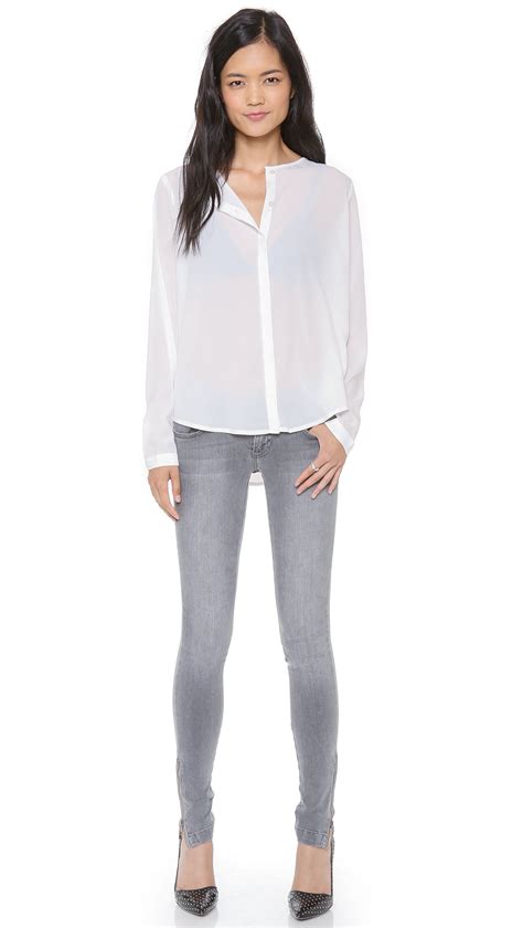 Anine Bing Double Zip Skinny Jeans Charcoal In Gray Lyst
