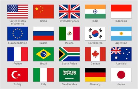 Banderas De Países Principales Estados Mundiales De Economías