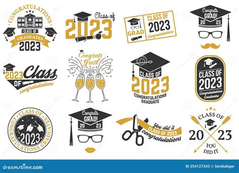 Set Of Vector Class Of 2023 Badges Concept For Shirt Print Seal