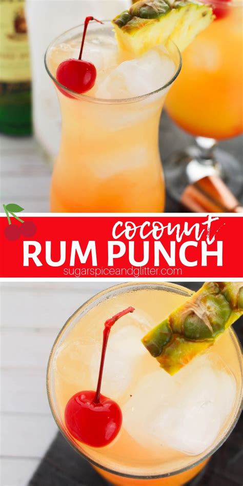 Coconut malibu rum, pineapple juice, ginger ale, and grenadine syrup will make you think you're on a tropical island with this cocktail recipe. Coconut Rum Punch (with Video) ⋆ Sugar, Spice and Glitter