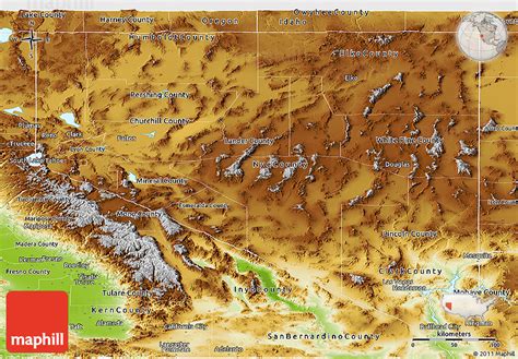 Physical Panoramic Map Of Nevada