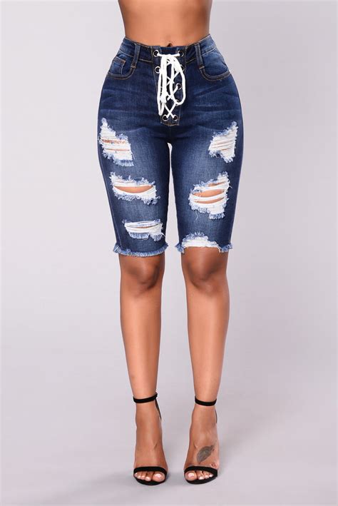 Blowing Smoke Bermuda Shorts Medium Blue Fashion Nova Jean Shorts