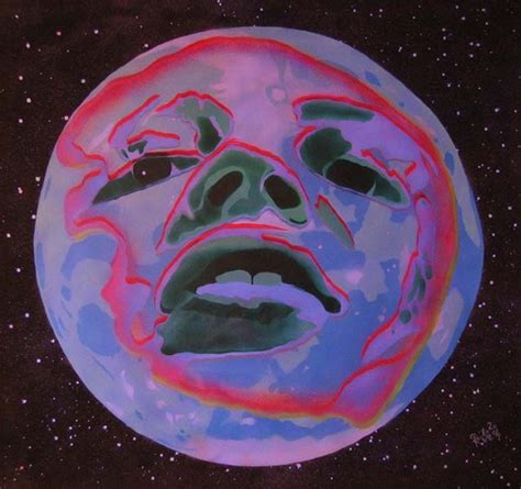 A Painting Of A Mans Face On The Moon