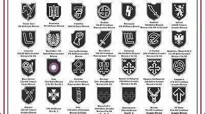 WAFFEN SS PANZER DIVISION HISTORICAL REFERENCE STICKER CHART MM X