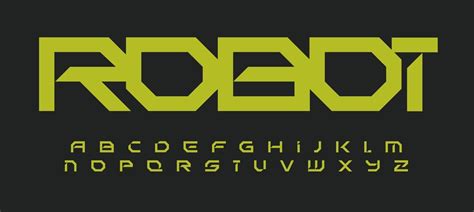 Alphabet In Robotic Technology Style Geometric Futuristic Font For