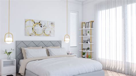 Simple But Glamorous Modern White And Gold Bedroom