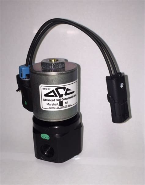 The valves stop fuel flow into the carburators whenever the main switch or engine stop switch is turned off when the engine is running. AFC 211B12M High Pressure Solenoid Valve 211B