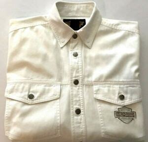 Harley Davidson Men S Long Sleeve Dress Shirt White Size Medium Ebay