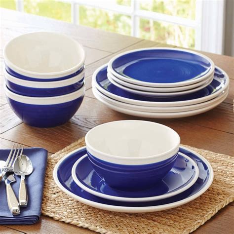 Better Homes And Gardens Indigo Swirl 12 Piece Dinnerware Set Blue