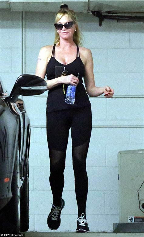 Melanie Griffith Busts A Move In Low Cut Top And Leggings Daily