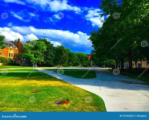 College Campus Stock Photo Image Of Clouds Green Blue 75163252