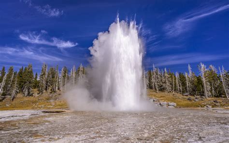 Grand Geyser Yellowstone Np Wyoming Usa Foto And Bild Himmel Herbst