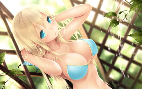 Blonde Anime Bikini Cleavage