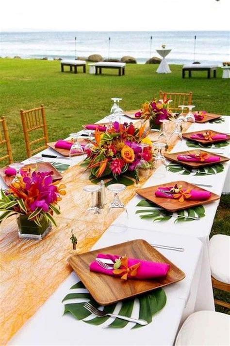07 Romantic Tropical Wedding Ideas Reception Centerpiece Beachwedding