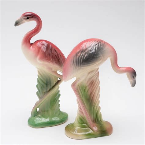 Two Vintage Ceramic Flamingo Figurines Ebth