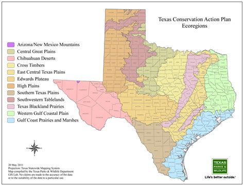 Texas Ecoregions Map From Texas Parks And Wildlife Map Conservation