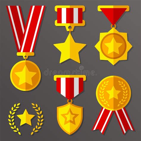 Gold Silver And Bronze Award Medals And Award Ribbons Vector Set
