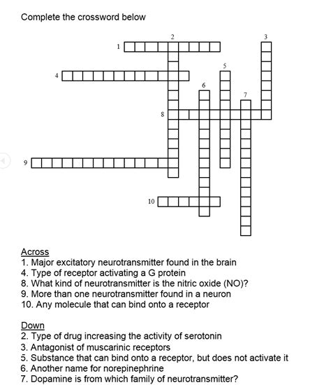 Complete the crossword puzzle below.docx. Solved: Complete The Crossword Below Major Excitatory Neur ...