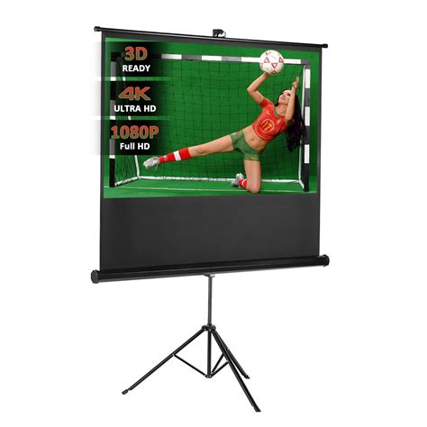 excelvan 100 diagonal 16 9 aspect ratio 1 1 gain portable pull up projector screen for hd