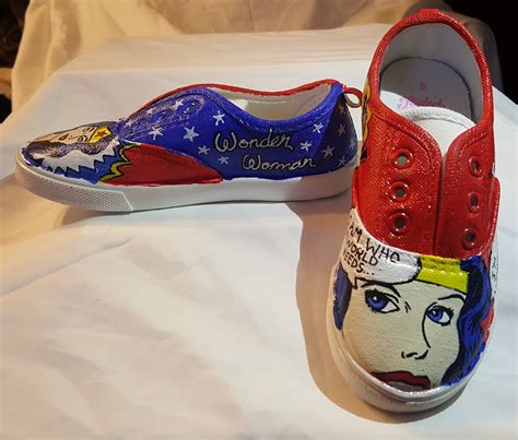 Classic Wonder Woman Painted Shoes Child Size 9 Etsy