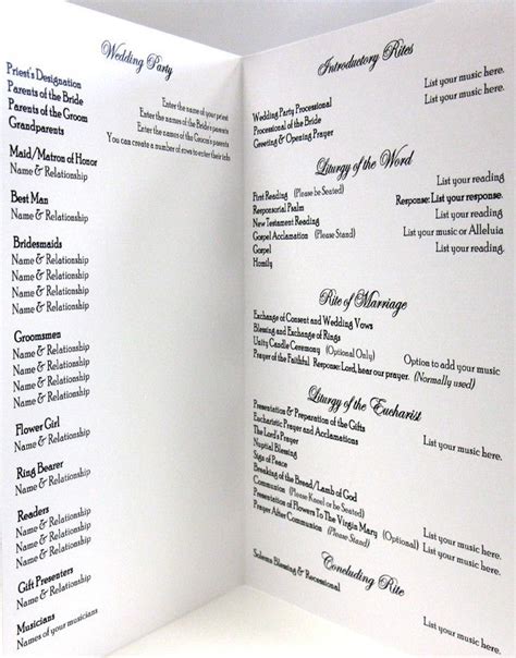 catholic wedding program idea clean  simple layout